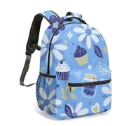 Blueberry Cupcake Daisy 16 Inch Kids Backpack for School Girls All Over Print Gingham Pattern Sweet Cute Floral Bag (02)