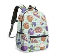 Blueberry Cupcake Daisy 16 Inch Kids Backpack for School Girls All Over Print Gingham Pattern Sweet Cute Floral Bag (04)