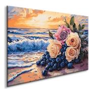 Blueberry Diamond Art Kits for Adults, Beach 5D Diamond Painting Kits, Diamonds Cross Stitch Crystal Craft Paintin Picture Kit Mosaic Kits for Adults Gem Art Paintings for Home Wall Decor, 30x40CM