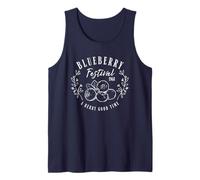 Blueberry Festival Vintage Lineart Illustration Blueberries Tank Top