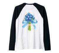 Blueberry Flower Bouquet Coquette Bow Berry ART ON BACK Raglan Baseball Tee