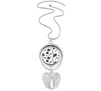Blueberry Fruit Watercolor Illustration Pattern Pendant Angel Wings Rotating Necklace Jewelry