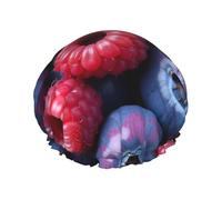 Blueberry Fruit Waterproof Reusable Shower Cap For Women - Elastic Hair Cover For Bath, Spa, Travel & Daily Use