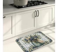 Blueberry Gnome Kitchen Mats for Floor, Rustic Farmhouse Decorative Soft Mats, Spring Cushioned Comfort Washable Decor Rugs for Kitchen Sinks Laundryroom Bathroom 16x24 Inch
