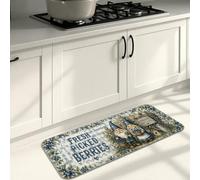 Blueberry Gnome Kitchen Mats for Floor, Rustic Farmhouse Decorative Soft Mats, Spring Cushioned Comfort Washable Decor Rugs for Kitchen Sinks Laundryroom Bathroom 16x47 Inch