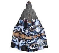 Blueberry Jam 04 Adult Halloween Party Cloak-Stylish Pumpkin Theme Hooded Wizard Robe Cosplay Costumes Black