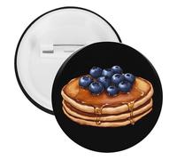 Blueberry Pancakes Pin Badge Metal Circle Shape 2.3 Inches Button Pinback for Backpack Wedding
