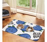 Blueberry Pattern,Waterproof Pet Feeding Mat,PU Leather Placemats for Cat Dog Water Bowl,Food Mats,30x45cm