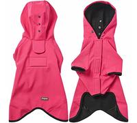 Blueberry Pet 12" Waterproof Dog Softshell Jacket, Hooded Raincoat and Windbreaker with Leash & Harness Hole, Pink, Outdoor Rain Gear for Dogs