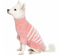 Blueberry Pet 2019 New 6 Colors Cozy Soft Chenille Classy Striped Dog Sweater in Dusty Rose, Back Length 14", Pack of 1 Clothes for Dogs