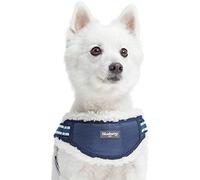 Blueberry Pet 2021 New Soft & Comfy Multi-Colored Stripe Fleece Padded Chest Dog Harness, Chest Girth 20.5" - 26", Blue, Medium, Adjustable No Pull Training Harness for Dogs