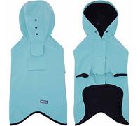 Blueberry Pet 2023 New 12" Waterproof Dog Softshell Jacket, Hooded Raincoat and Windbreaker with Leash & Harness Hole, Blue Turquoise, Outdoor Rain Gear for Dogs