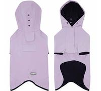 Blueberry Pet 2023 New 18" Waterproof Dog Softshell Jacket, Hooded Raincoat and Windbreaker with Leash & Harness Hole, Lilac, Outdoor Rain Gear for Dogs
