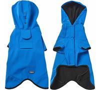 Blueberry Pet 26" Waterproof Dog Softshell Jacket, Hooded Raincoat and Windbreaker with Leash & Harness Hole, Dazzling Blue, Outdoor Rain Gear for Dogs