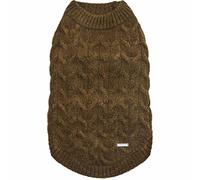 Blueberry Pet Classic Fuzzy Textured Knit Pullover Crew-Neck Dog Sweater in Dark Olive, Back Length 22", Pack of 1 Clothes for Dogs