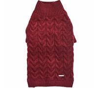 Blueberry Pet Classic Fuzzy Textured Knit Pullover Turtle-neck Dog Sweater in Burgundy Red, Back Length 46cm, Pack of 1 Clothes for Dogs