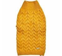 Blueberry Pet Classic Fuzzy Textured Knit Pullover Turtle-neck Dog Sweater in Mustard Yellow, Back Length 30cm, Pack of 1 Clothes for Dogs