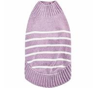 Blueberry Pet Cozy Soft Chenille Classy Striped Dog Sweater in Lavender Frost, Back Length 16", Pack of 1 Clothes for Dogs