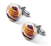 Blueberry Raspberry Pancakes (1) Mens Cufflinks Alloy Shirt Cuff Links Tuxedo Studs Accessories for Business Wedding