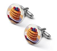 Blueberry Raspberry Pancakes (1) Mens Cufflinks Metal Shirt Cuff Links Tuxedo Studs Accessories for Business Wedding