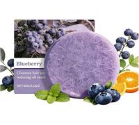 Blueberry Shampoo and Conditioner Bar Bundle,Purple Shampoo and Conditioner Bars Set,Natural Blueberry Extract,Reduce Frizz,Nourishes Hair Roots,Cleansing Soap for Thinning Hair Care (Shampoo)
