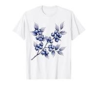 Blueberry Vintage Botanical Fruit Art Retro Sketch Tee T-Shirt