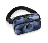 Blueberry Water Droplets Fanny Pack for Women, Personalized Waist Bag with Multi-Pockets for Men, Belt Bag for Travel, Crossbody Bags with Zipper, Adjustable Bum Bags for Running