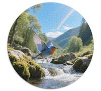 Bluebird 1000 Piece Circular Puzzle Easy Yet Fun For Elderly Visual Attention Slow Paced Hobby Bird Retirement Gift Living Space Accent 1000pcs (67.5x67.5cm)