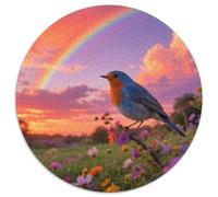 Bluebird 1000 Piece Round Jigsaw Puzzle Multi-Skill Focus Logical Reasoning Visual Creativity Artistic Play Bird Decor Upgrade Unique Present 1000pcs (67.5x67.5cm)