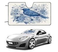 Bluebird and Flowers Car Windshield Sun Shade - Reflector Sunshade Offers Ultimate Protection for Car Interior, Cool Reflective Sun Blocker Fits Small Sedans, Mini SUVs 55"x30"