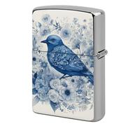 Bluebird and Flowers Lighter Case Metal Double-Sided Lighter Cover Pocket Lighters Sleeve Windproof Lighters Accessories for Men Women