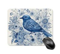 Bluebird and Flowers Mouse Pad Square Laptop Mouse Mat Cute Computer Mousepad Keyboard Pad Non-Slip Desk Pads for Gaming Office Work Home 20 * 25cm