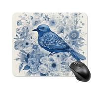 Bluebird and Flowers Mouse Pad Square Laptop Mouse Mat Cute Computer Mousepad Keyboard Pad Non-Slip Desk Pads for Gaming Office Work Home 25 * 30cm