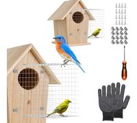 Bluebird House Predator Guards - 2 Pcs Bird House Wire Entrance Guard - Metal Mesh Birdhouse Hole Protector Snake Guard for Eastern Bluebird and Their Chicks (Square)