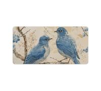 Bluebird on The Branch Desk Mat 30x60cm, Non-Slip Rubber Base with Stitched Edges, Waterproof Desk Pad for Keyboard & Mouse, Large Mouse Pad for Office Gaming