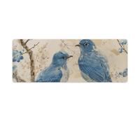 Bluebird on The Branch Desk Mat 30x80cm, Non-Slip Rubber Base with Stitched Edges, Waterproof Desk Pad for Keyboard & Mouse, Large Mouse Pad for Office Gaming