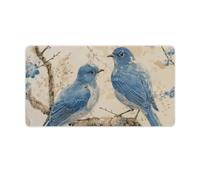 Bluebird on The Branch Desk Mat 40X75cm, Non-Slip Rubber Base with Stitched Edges, Waterproof Desk Pad for Keyboard & Mouse, Large Mouse Pad for Office Gaming