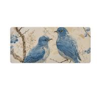 Bluebird on The Branch Desk Mat 40x90cm, Non-Slip Rubber Base with Stitched Edges, Waterproof Desk Pad for Keyboard & Mouse, Large Mouse Pad for Office Gaming