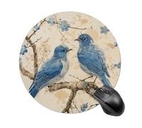 Bluebird on The Branch Round Mouse Pad, Non-Slip Rubber Base Waterproof Washable, Computer Mouse Mat for Office Gaming Studying, Premium-Textured Durable Portable Circle Mousepad for Desktop PC Notebo