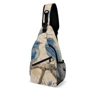 Bluebird on The Branch Sling Bag Small Crossbody Bags with Adjustable Strap Durable Chest Bag for Hiking Travel