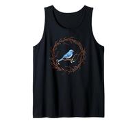 Bluebird on Twig Wreath. Rustic Nature Bird Lover Tank Top