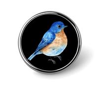 Bluebird Watercolor Round Lapel Pin Button Brooch Tie Badge Elegant Hat Clothing Jewelry Accessories