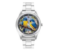 Bluebirds and Daffodils Spring Personalized Quartz Watch Stainless Steel Wrist Watches with Arabic Numerals for Men Women