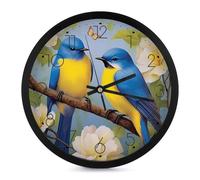 Bluebirds And Daffodils Spring Wall Clock 10 Inch Non Ticking Silent Quartz Round Clocks Easy to Read for Home Office