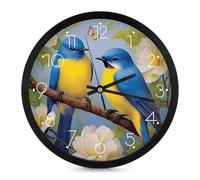 Bluebirds And Daffodils Spring Wall Clock 10 Inch Non Ticking Silent Quartz Round Clocks Easy to Read for Home Office