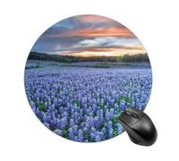 Bluebonnets in Texas Round Mouse Pad 20cm, Non-Slip Rubber Base Mouse Mat, Smooth Fabric Surface, Compact Circular Desk Pad for Office, Home, Laptop And Computer Use