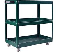 BLUEBRIT 3-Tier Steel Garage Trolley Workshop Cart Sturdy Tool Storage Solution for Your Mechanical Environment Ideal Tool Storage Solution for Your Garage and Mechanical Environment (Green)