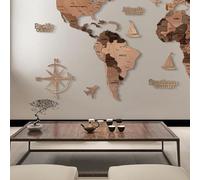 BLUEBRIT 3D World Map wooden map Rustic Wall Art Home Decoration For Home Office lobby hallway conference room (M (100 cm X 60 cm))