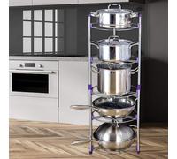 BLUEBRIT® 5 Tier Round Pan Pot Rack Kitchen Wire Shelving Unit Organiser Pans Pots Storage Shelf Cookware Organizer