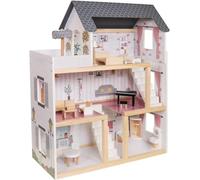 BLUEBRIT Large Wooden Play Doll House With Accessories & Furniture - Elevator, Design Your Own Home, Easy Assembly - Perfect Christmas or Birthday Gift for Girls (Design 4)